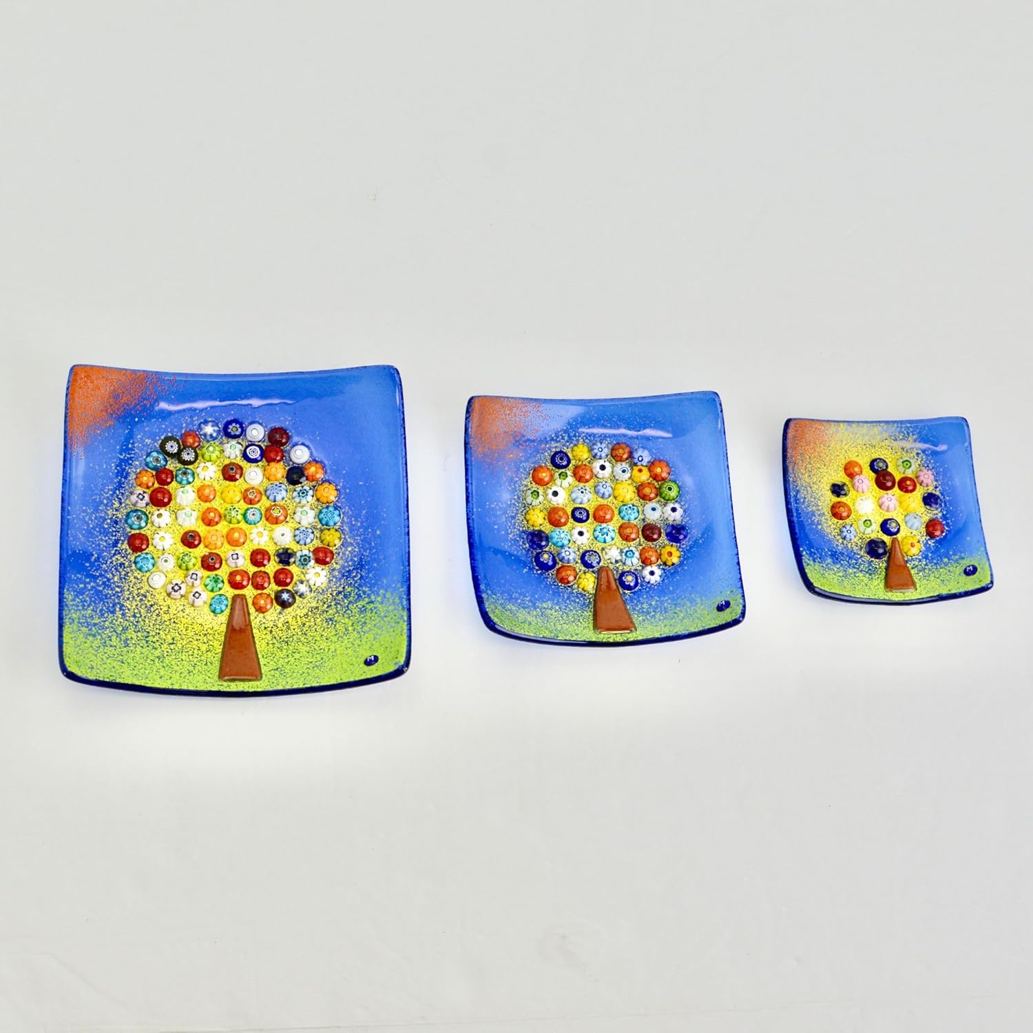 MY ITALIAN DÉCOR Murano Glass Tree of Life Dish, Sky Blue, Decorative Dish, Jewelry Tray, Jewelry Holder, Made in Italy (Large)