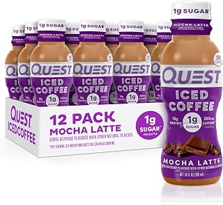 Quest Mocha Latte Iced Coffee: 10g Protein, 1g Sugar, 200mg Caffeine, 90 Calories - 12 Pack Ready-to-Drink Energy Boost