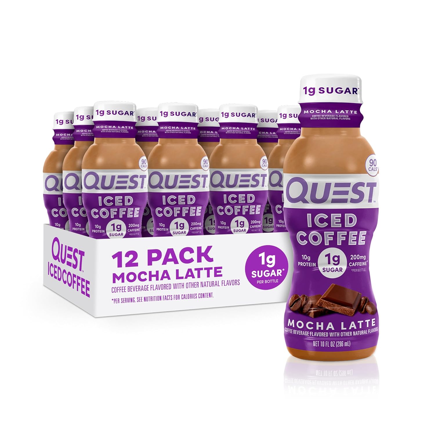 Quest Mocha Latte Iced Coffee: 10g Protein, 1g Sugar, 200mg Caffeine, 90 Calories - 12 Pack Ready-to-Drink Energy Boost
