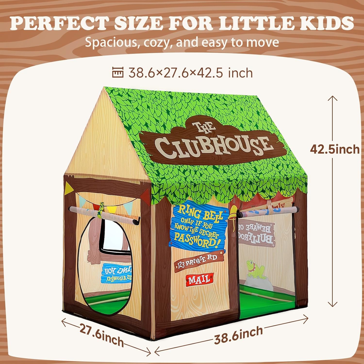 SweHouse Kids Play Tent Indoor: Clubhouse Tent for Toddler with Roll-up Door & Windows Playhouse - Boy Girl Tent Outdoor Birthday Gifts Toys - Image 2