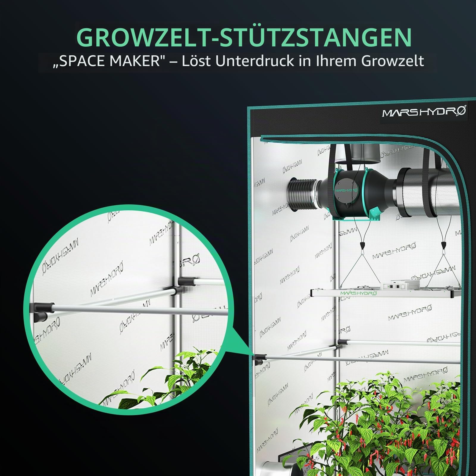 MARS HYDRO Grow Tent Durable Side Support Pole