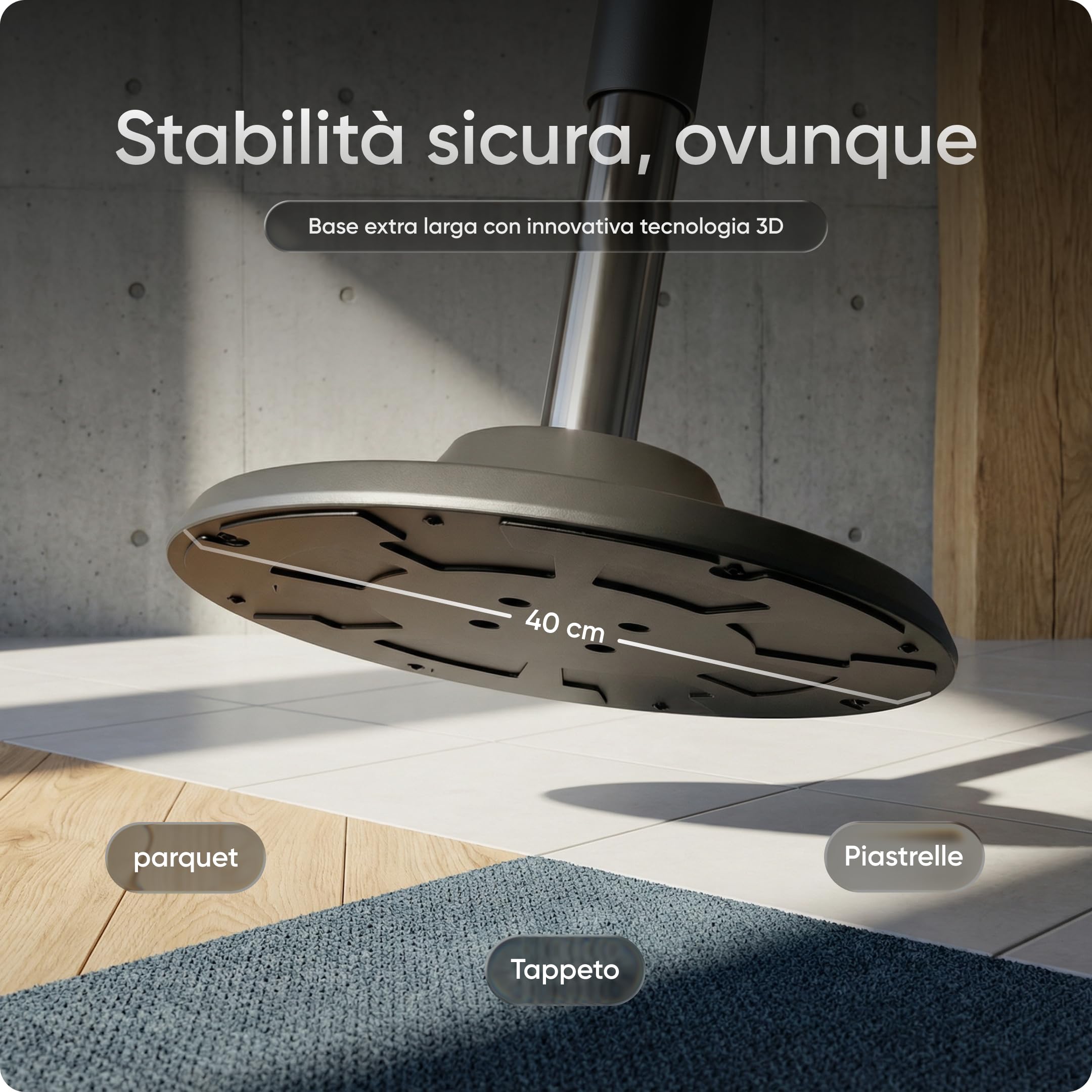 Motion - Sgabello ergonomico da ufficio e da pavimento, regolabile in altezza, con base e seduta extra large, per prevenire dolori alla schiena e al collo (grigio)