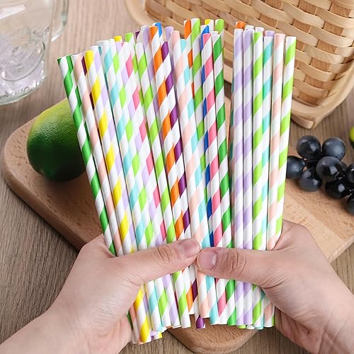 Miniatura 4 de HAKACC 120 popotes de papel para beber, pajitas de fiesta, pajitas de papel surtidas para fiestas de cumpleaños, bodas, vacaciones, decoraciones de