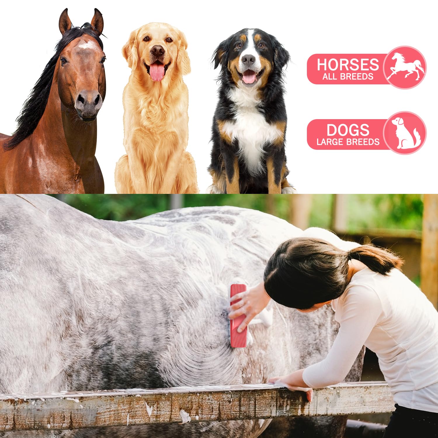 Peine de Masaje para Caballos, 6 en 1 Cepillo de aseo para caballos, Cepillos para el Cuidado del Caballo, Cepillo para limpieza para caballos, Para Caballos Para Elimina Sin Dolor Pelo Y Suciedad