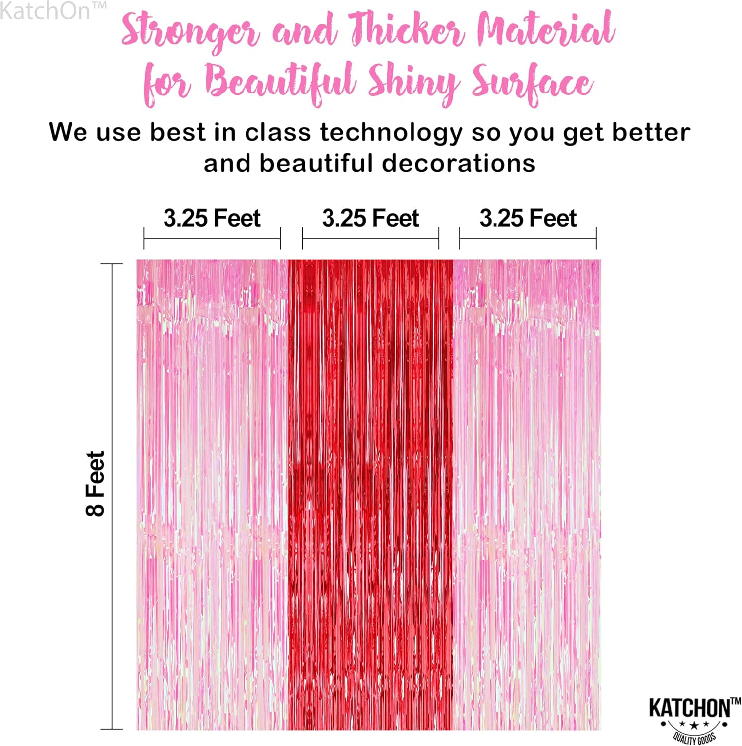 KatchOn, Pink and Red Streamer Backdrop with Valentines Day Decorations Set - Pack of 31 | Pink and Red Fringe Backdrop, Glitter, Valentines Day Banner | Heart Balloons, Garland | Paper Flowers