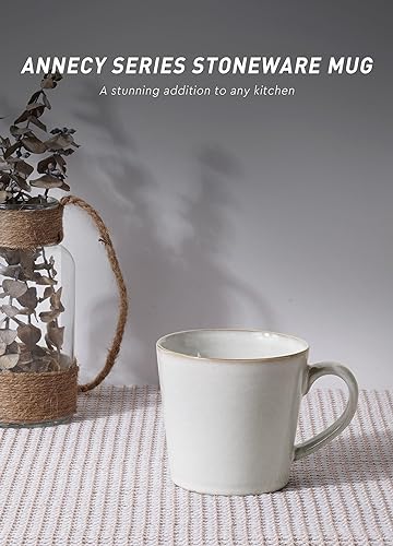 Miniatura 35 de famiware Moonlight - Juego de 4 tazas de café de 13 onzas con acabado de lino, juego de tazas de café con asa para café con leche, capuchino, té,