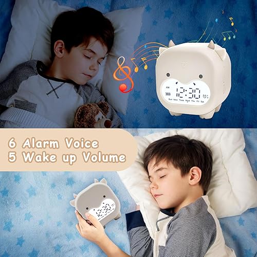 Miniatura 3 de DLUUU Reloj despertador para niños para dormitorios, reloj despertador fuerte para personas que duermen pesadas, bonito reloj de noche para niños,