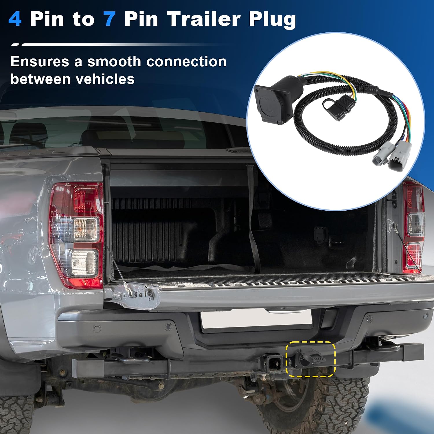 7 Way RV Blade and 4 Way Flat Trailer Wiring Connector Plug for Toyota Tundra 2007-2013 Dual Output Trailer Harness Adapter Converter