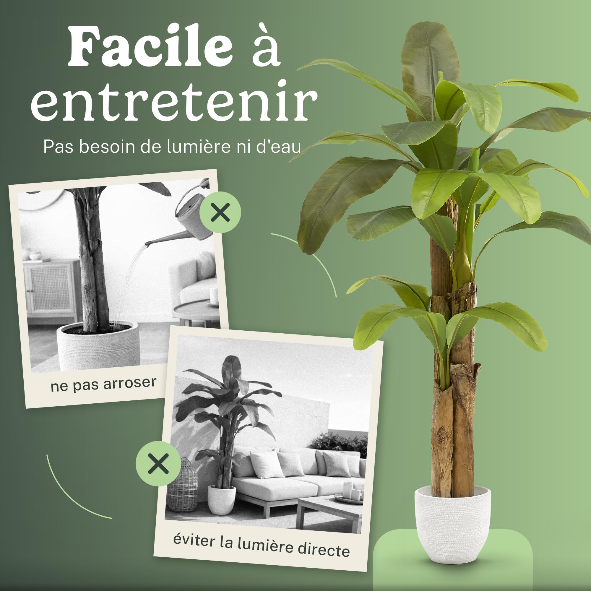 MAIA SHOP Bananier Artificiel 210 cm - Faux Arbre d'Intérieur
