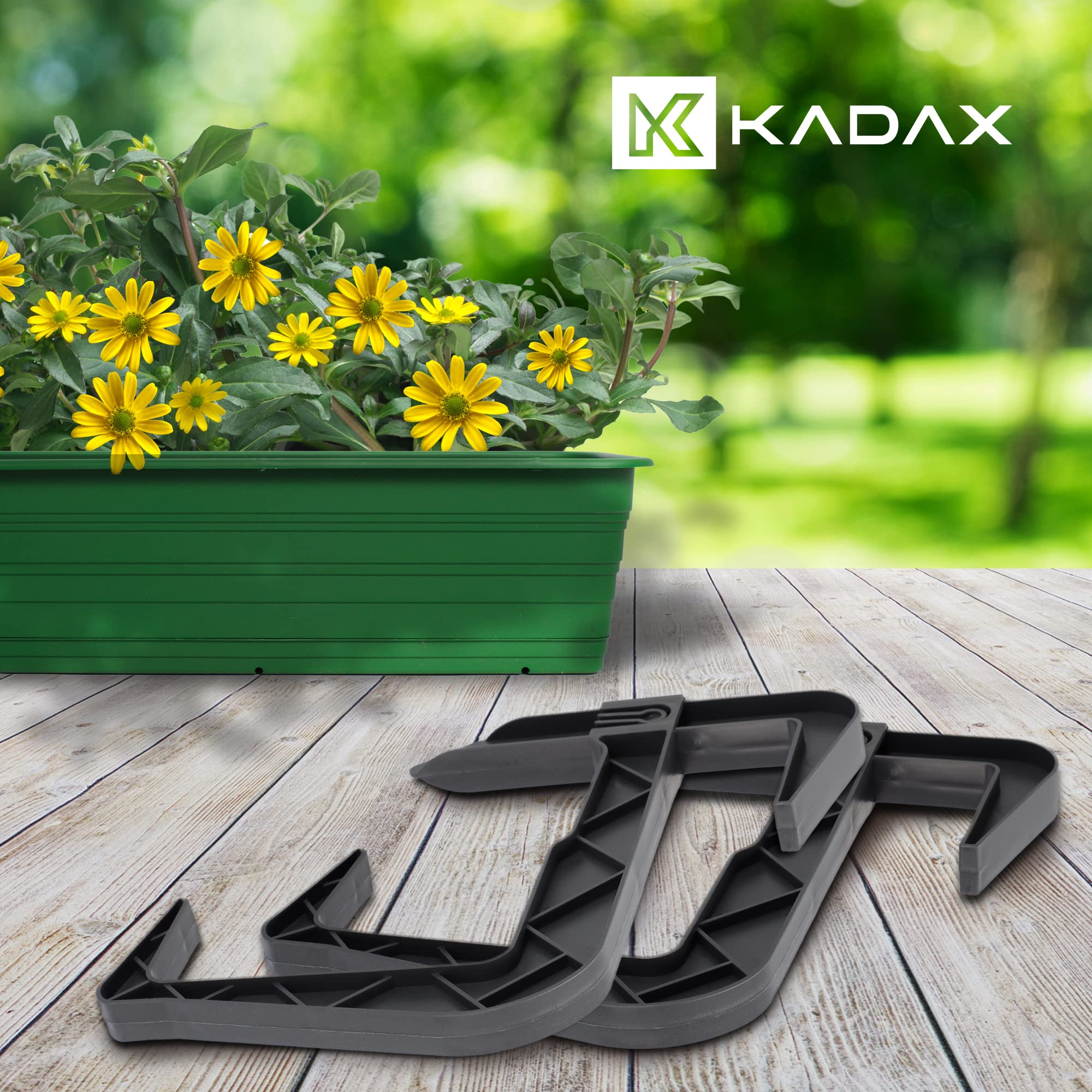 KADAX Soporte para Jardinera de Balcón Sin Taladrar, Ganchos Ajustables, Juego de 2 Unidades (Antracita)