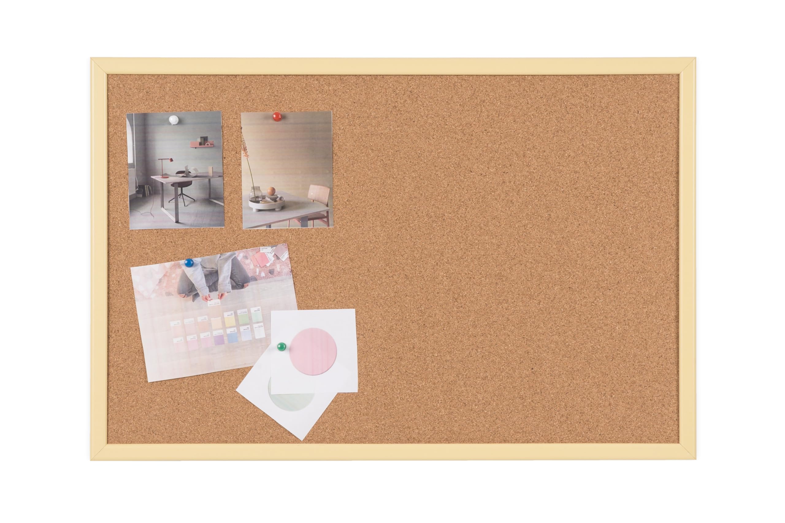 Bi-Office Cork Board, MDF Frame Pastel Yellow, 60 x 40 cm
