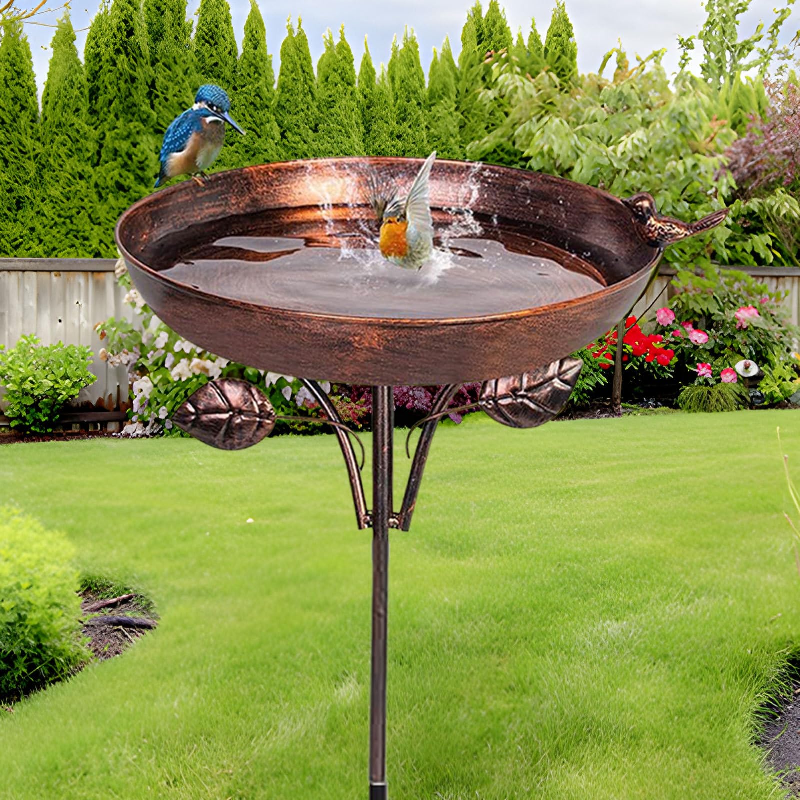 Bebedero Alto Para Aves y Bebedero | Decoración De Jardín Con Dispensador De Agua De 5 Puntas Para Patio Y Terraza