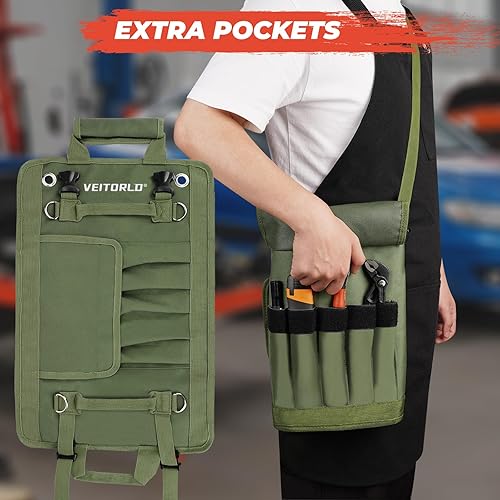 Miniatura 5 de Veitorld - Bolsa de herramientas enrollable, almacenamiento de herramientas portátil, organizador de herramientas resistente con bolsas desmontables