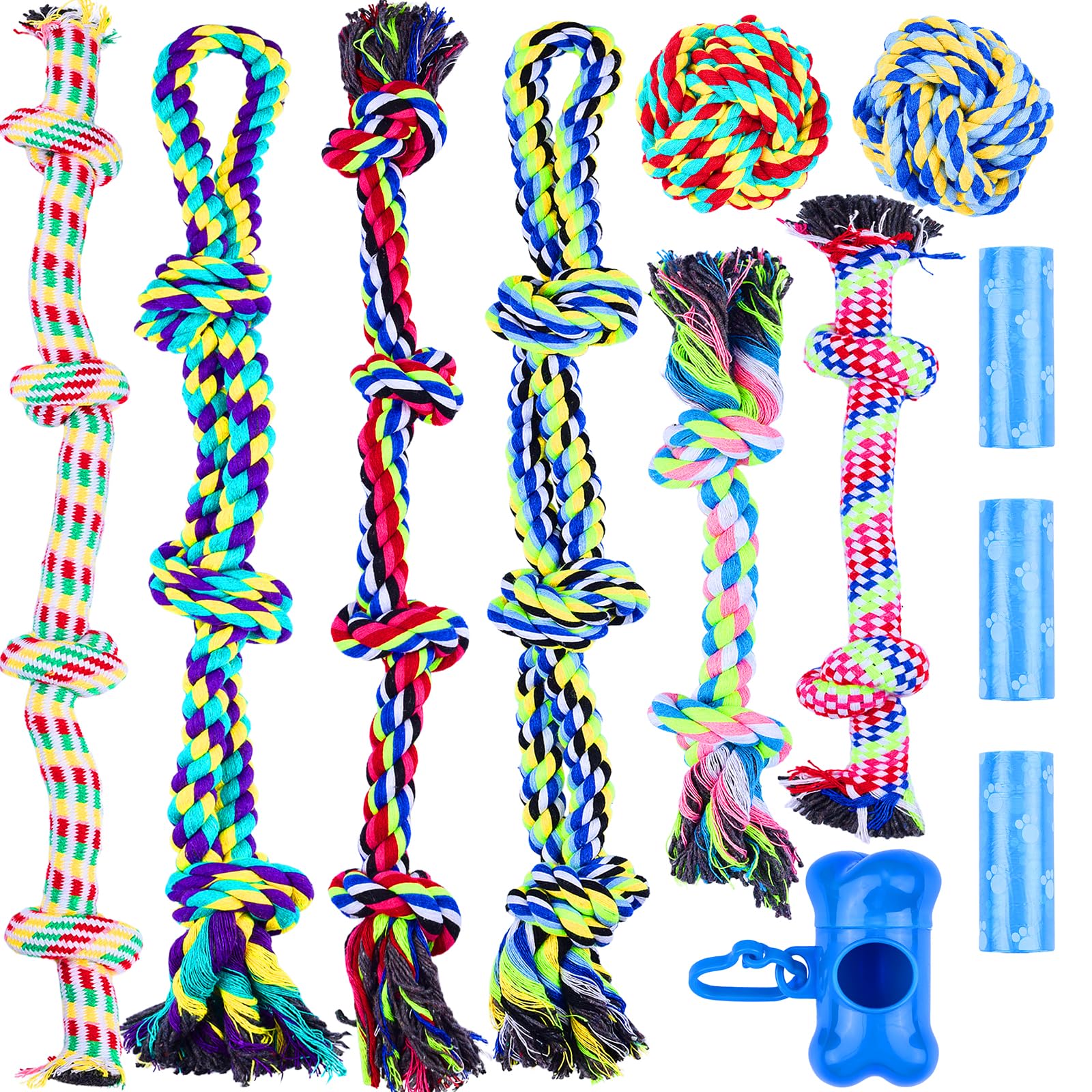 Jouets en corde pour chien - Lot de 12 cordes en coton pour le divertissement des grands canidés