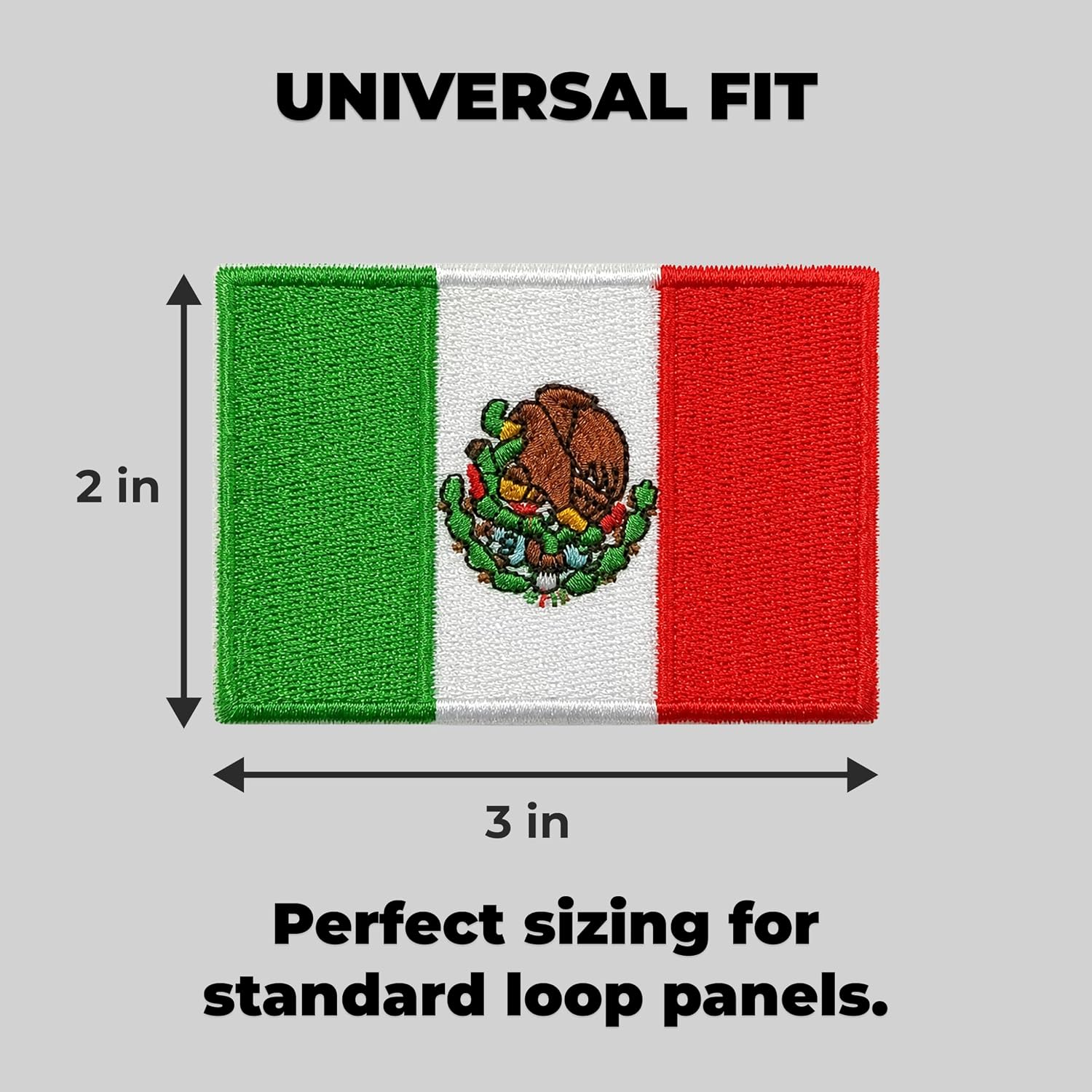 Mexico Patch 2-Pack - Mexican Flag Patch - Hook and Loop Patches for Backpacks, Gift, DIY Applique Accessories, Trucker Hats, Jackets, Clothes Size 3x2 Inches