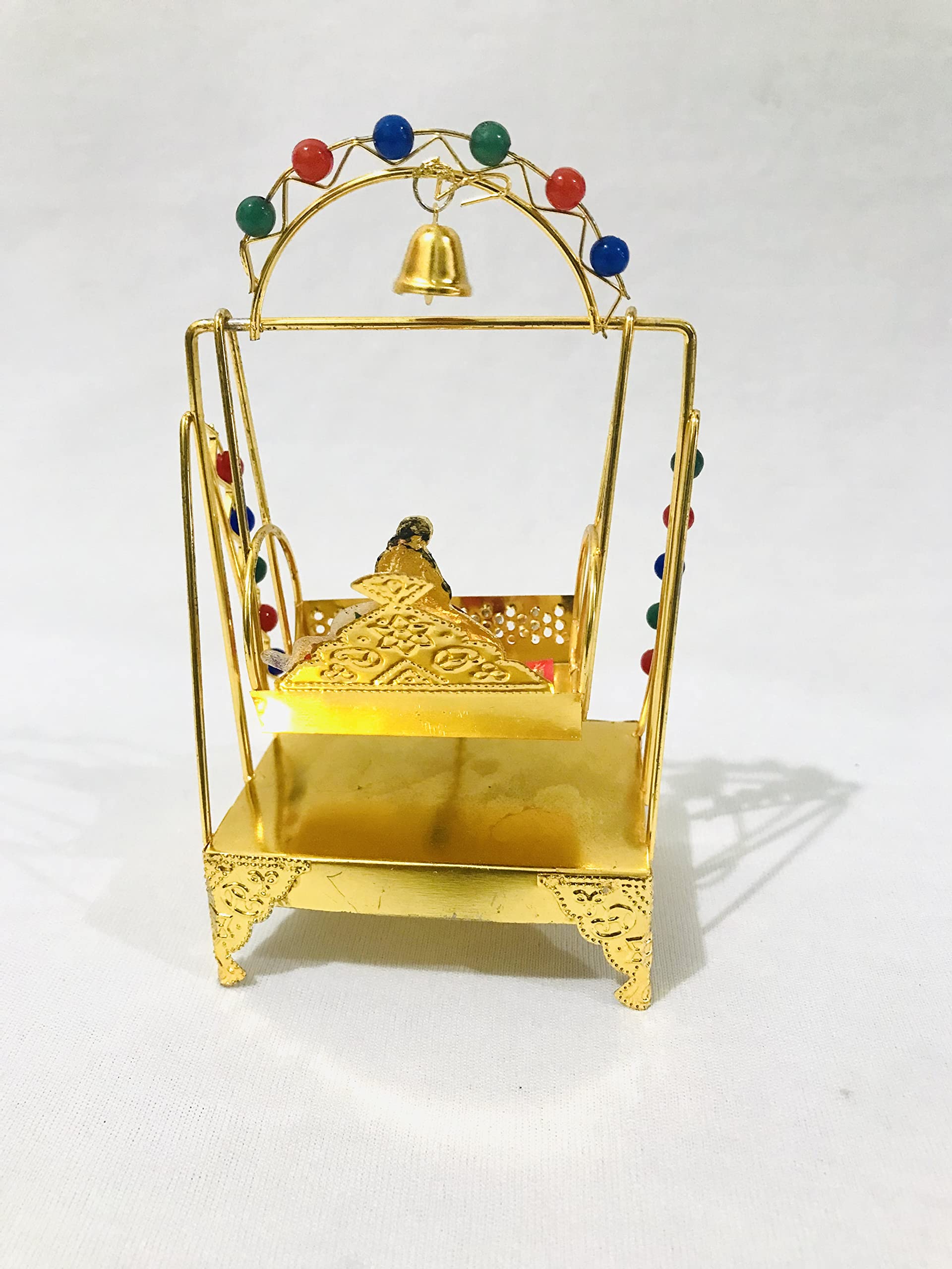 Balancinho Krishna Gavya - Jhula Dourado 12x10cm Decoração Hindu