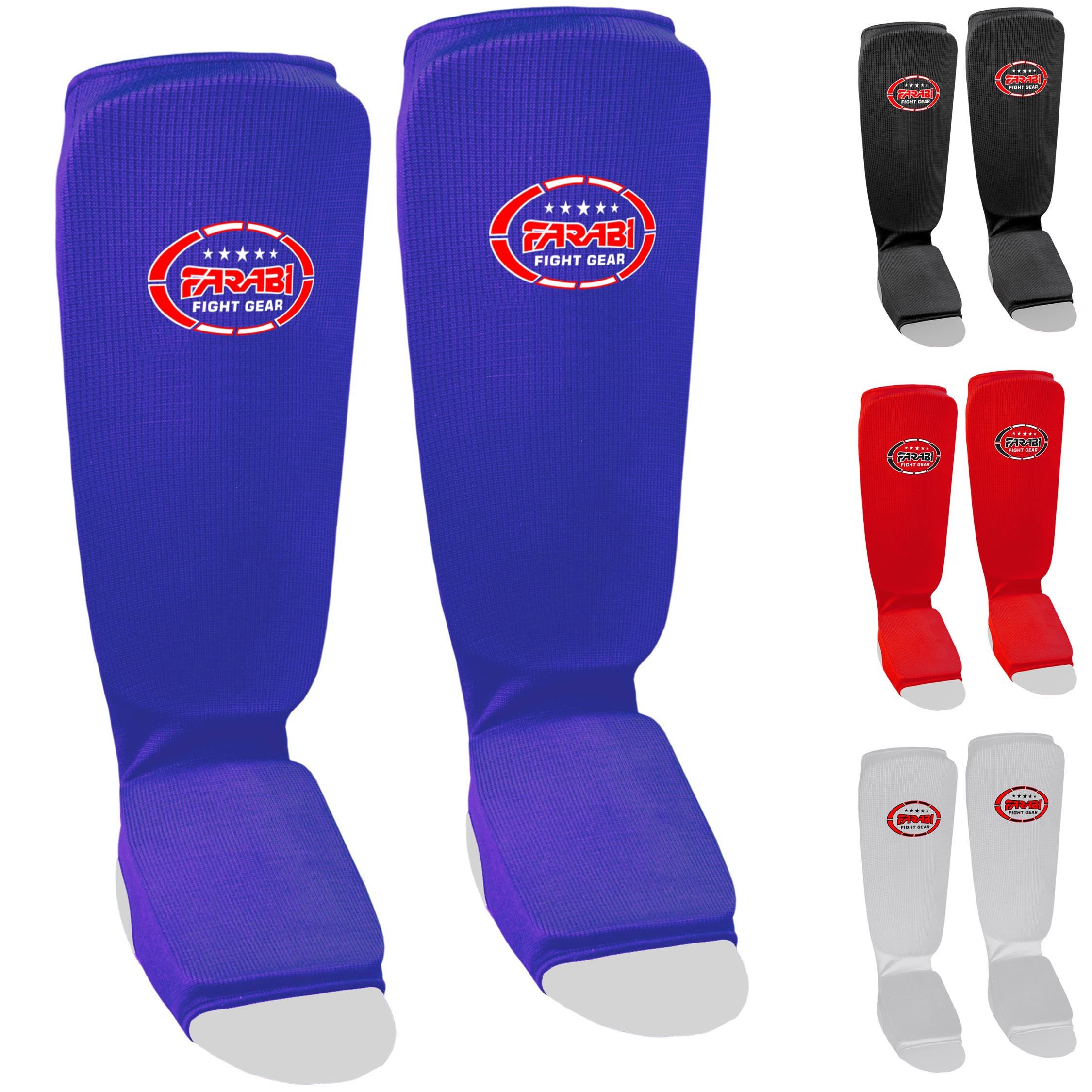 Farabi shin Instep, Kick Boxing Training Pads, Karate Pads,MMA Training Pads Highly Elasticated (Blue, S/M)