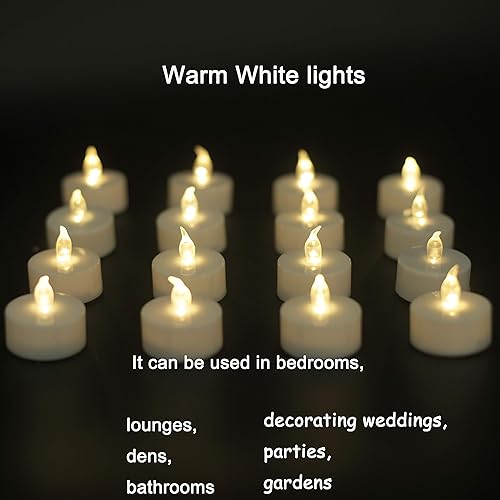 Miniatura 8 de Paquete de 100 velas de té a batería, velas de té LED realistas, brillantes, parpadeantes, sin llama, funciona con regalo, para celebración de