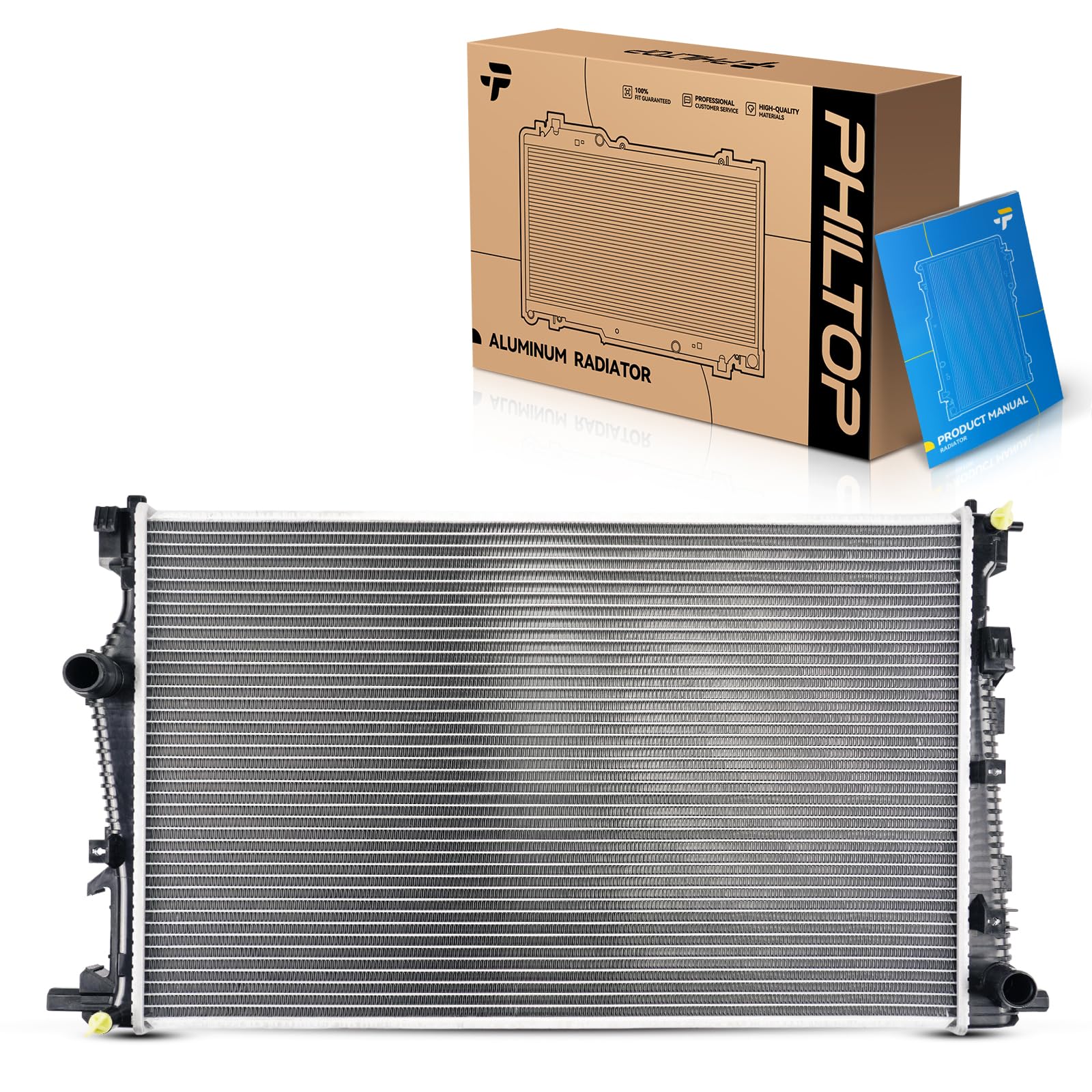 PHILTOP CU13400 Radiator 26-1/2"Core Compatible With 2014-2017 Cherokee 2.4L(w/Single Fan Assembly) 2015-2017 200