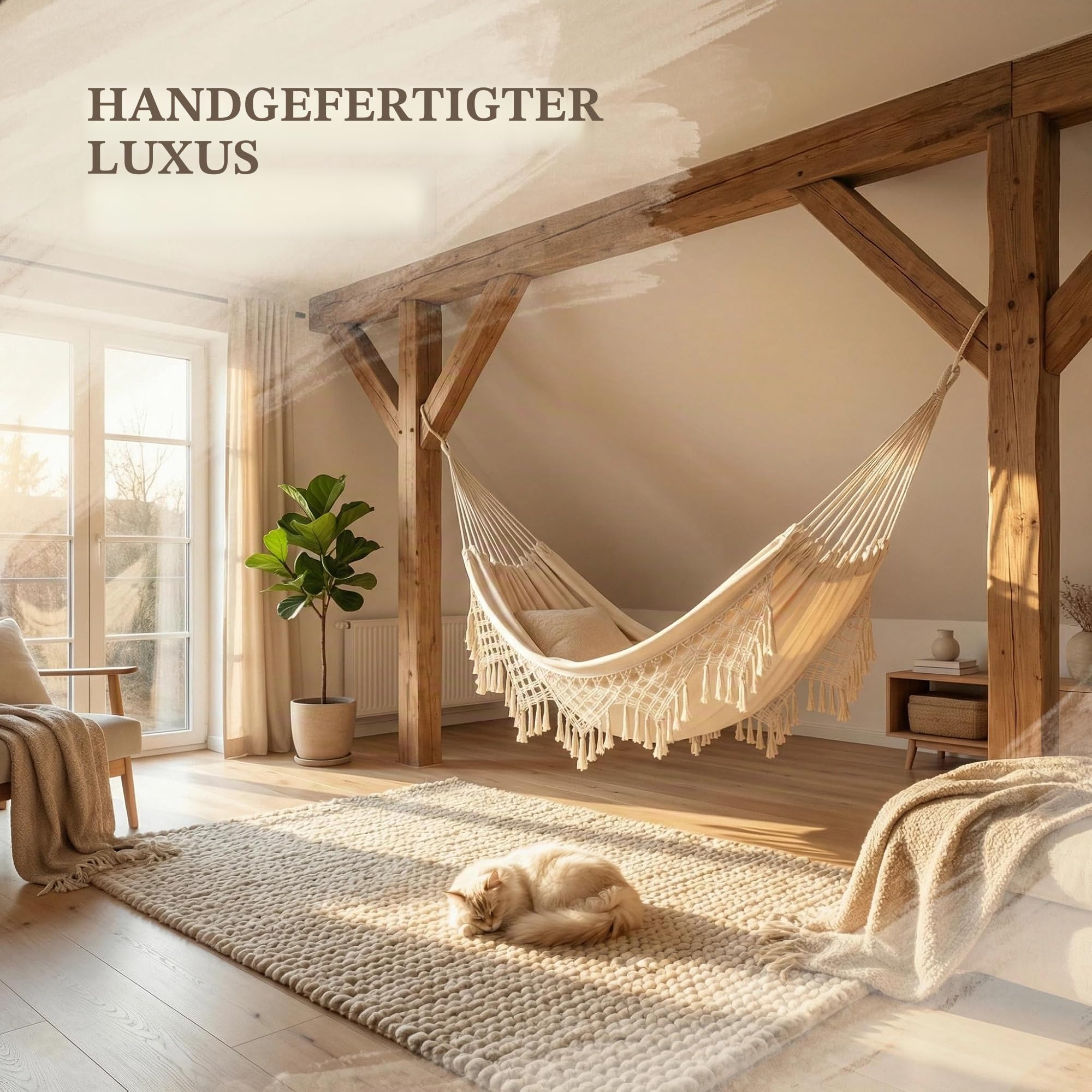 Outdoor Hängematte Garten Hängematte Baumwolle Hängematen Bett Makramee Fransen Hängematten Boho Balkon Hängematten Handgefertigte Quasten 2 Personen Doppel Hängemate 250kg für Zuhause Strand Terrasse