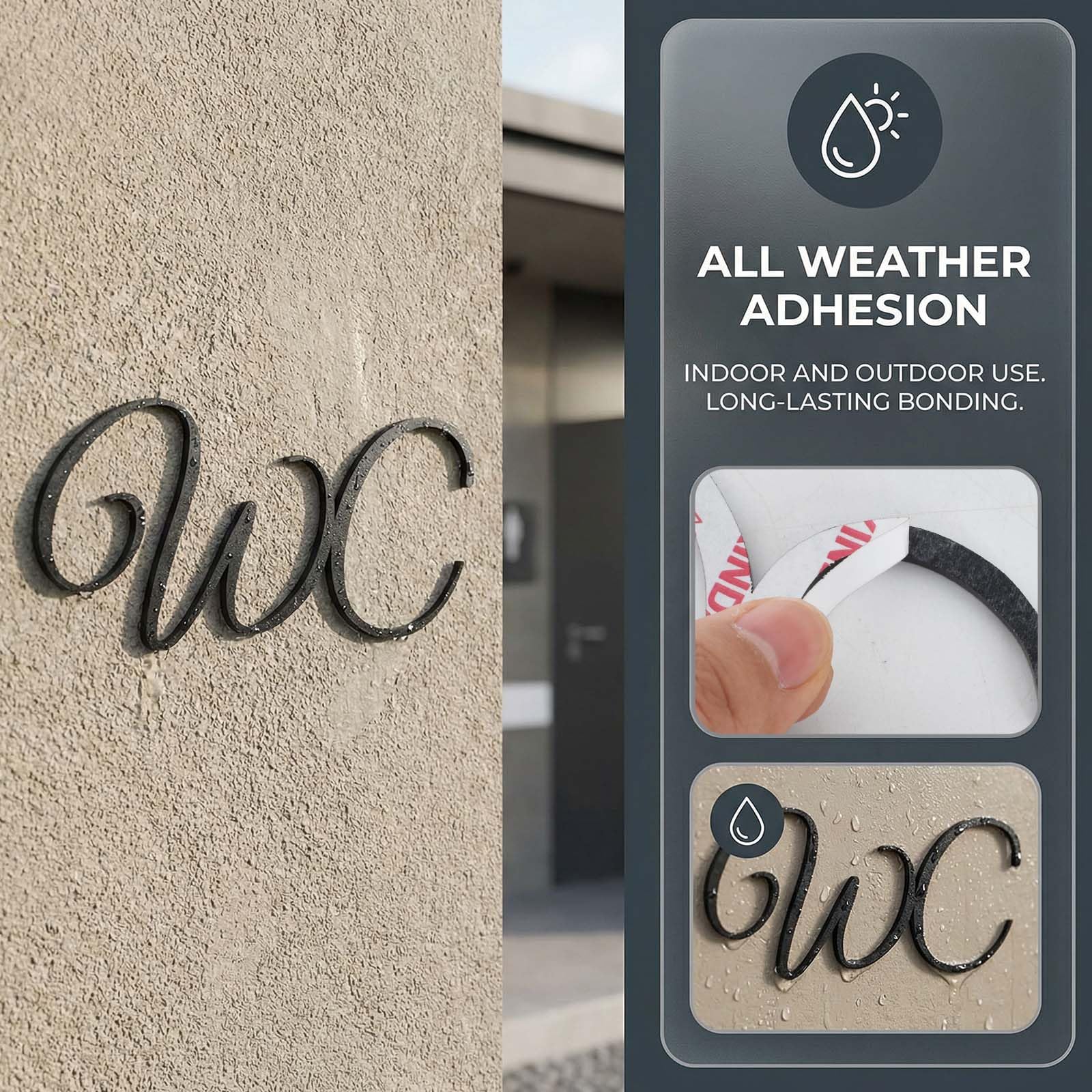 2 carteles autoadhesivos para puerta de inodoro de 15 x 10 cm, pegatinas para puerta de inodoro, resistente para inodoro, baño de invitados, práctico cartel para puerta de inodoro, adhesivo para