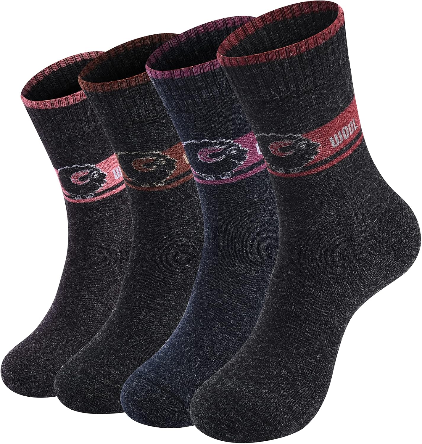 Pack of 4 Winter Warm Thick Wool Socks Women socks Hiking Socks Knit Outdoor