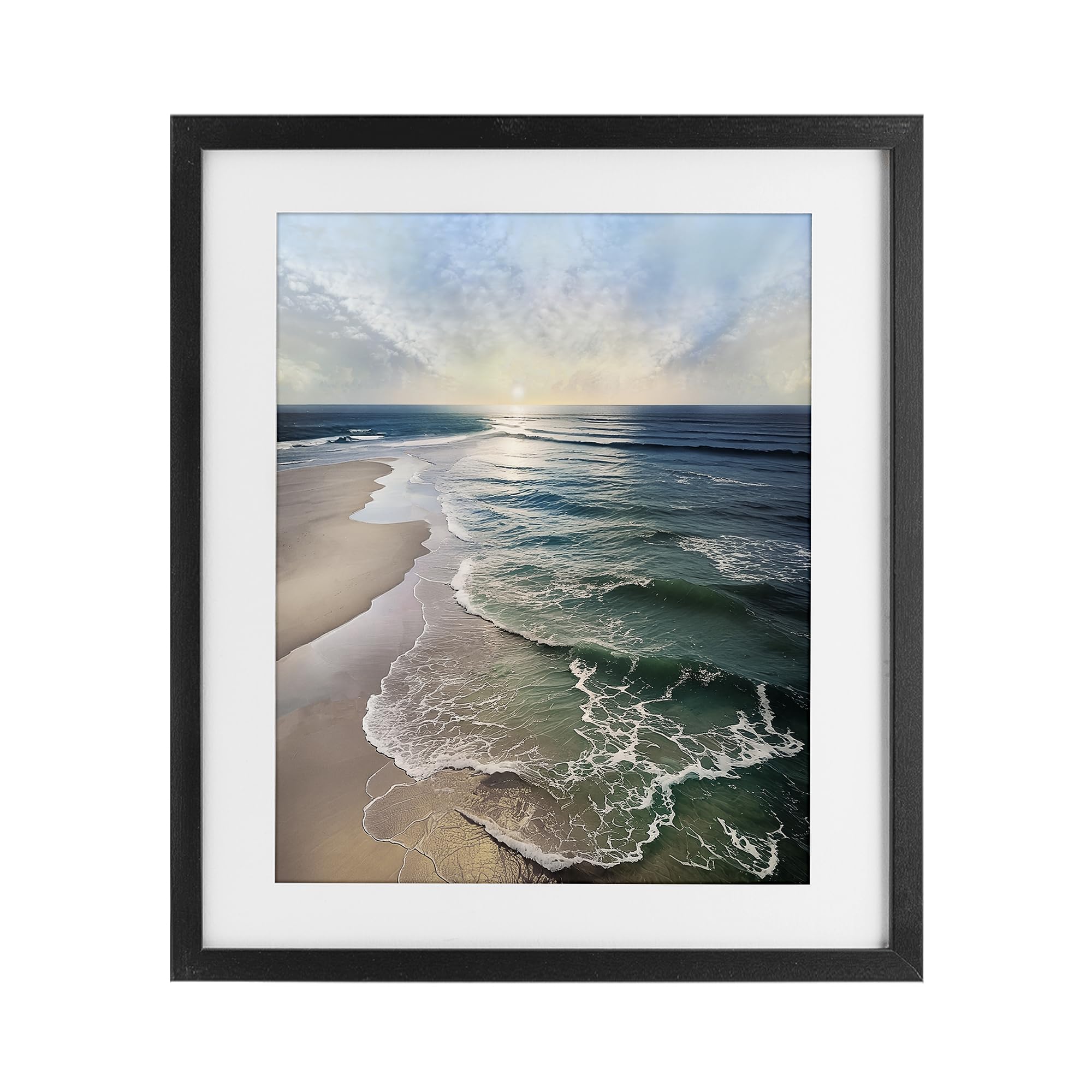 Stupell Industries Midnight Black (Textured) 'Tranquil Shoreline With Soft Light'| Framed Print Under Glass