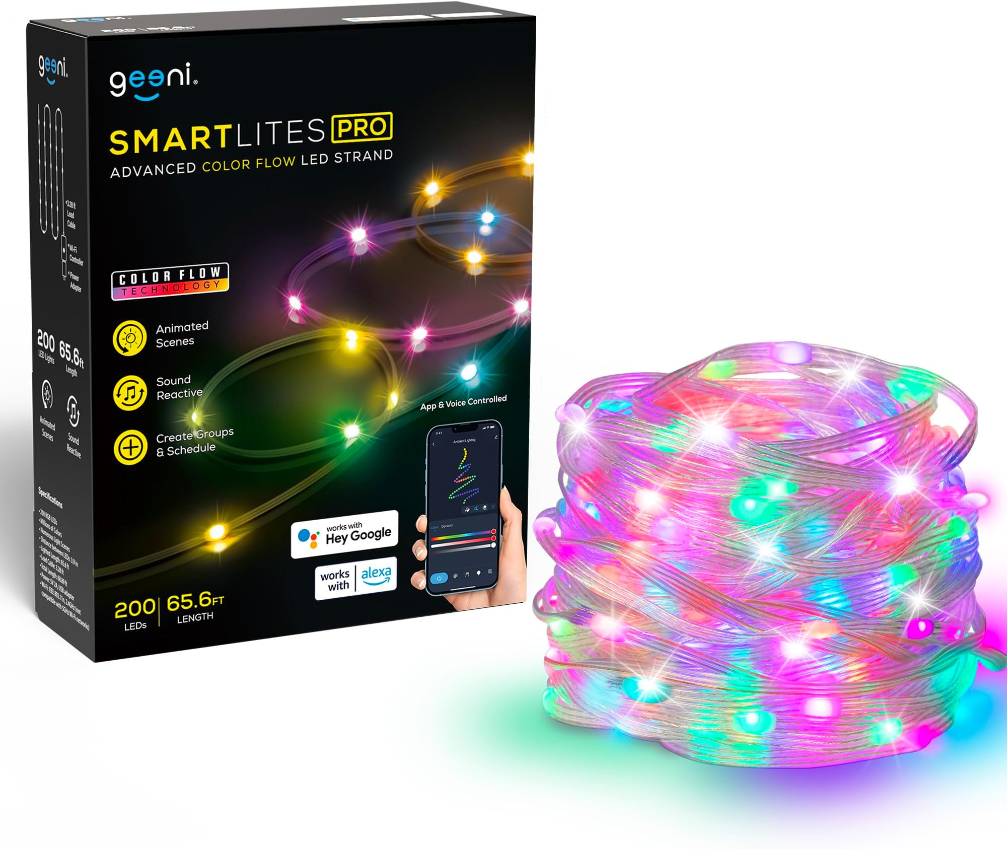 Geeni Smart Cascading Curtain Color String Lights 6.6ft. x 5ft