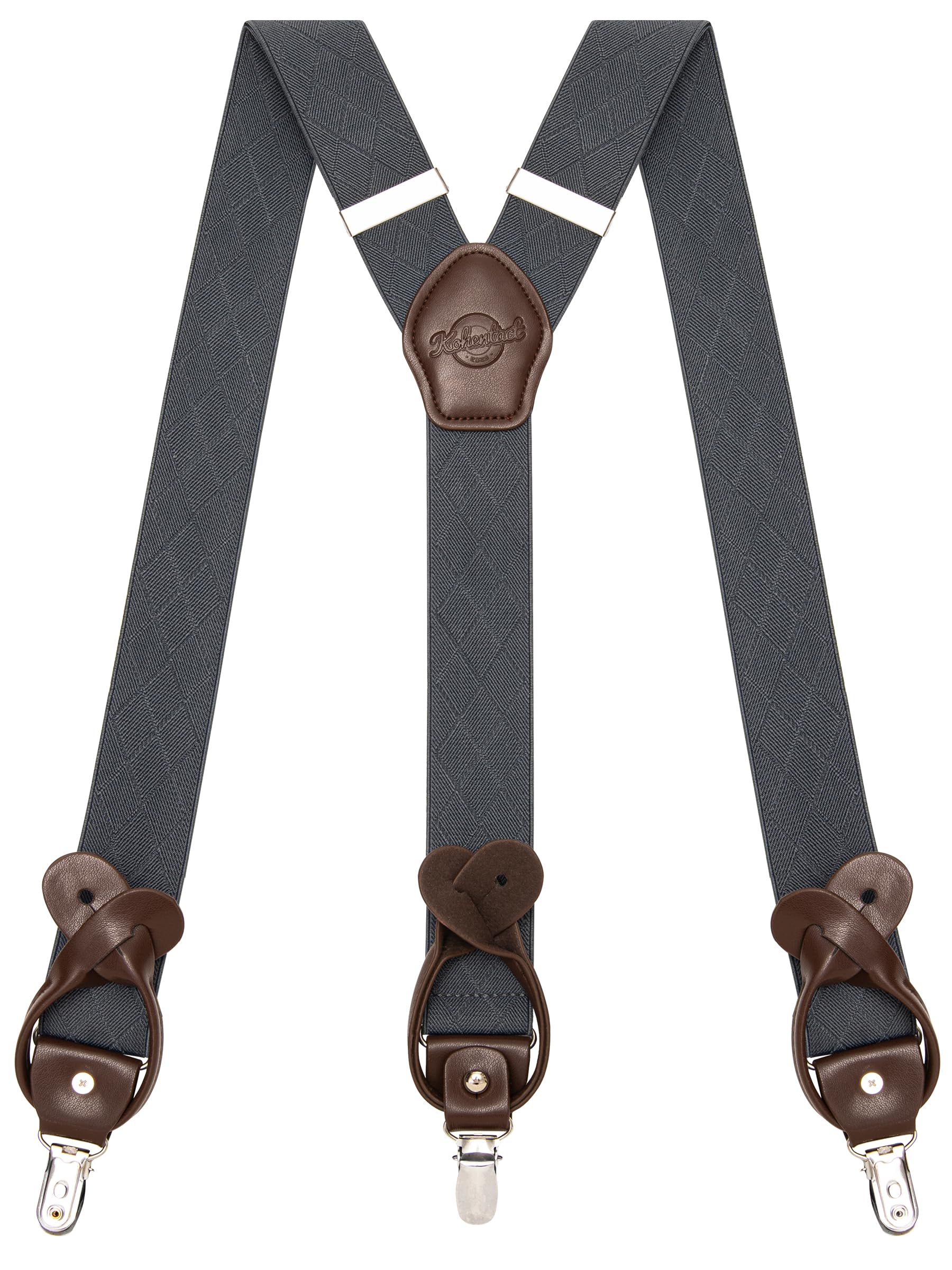 Suspenders for Men with Clip &amp; 6 Buttons 1.4in Y-Shape Stainless Steel