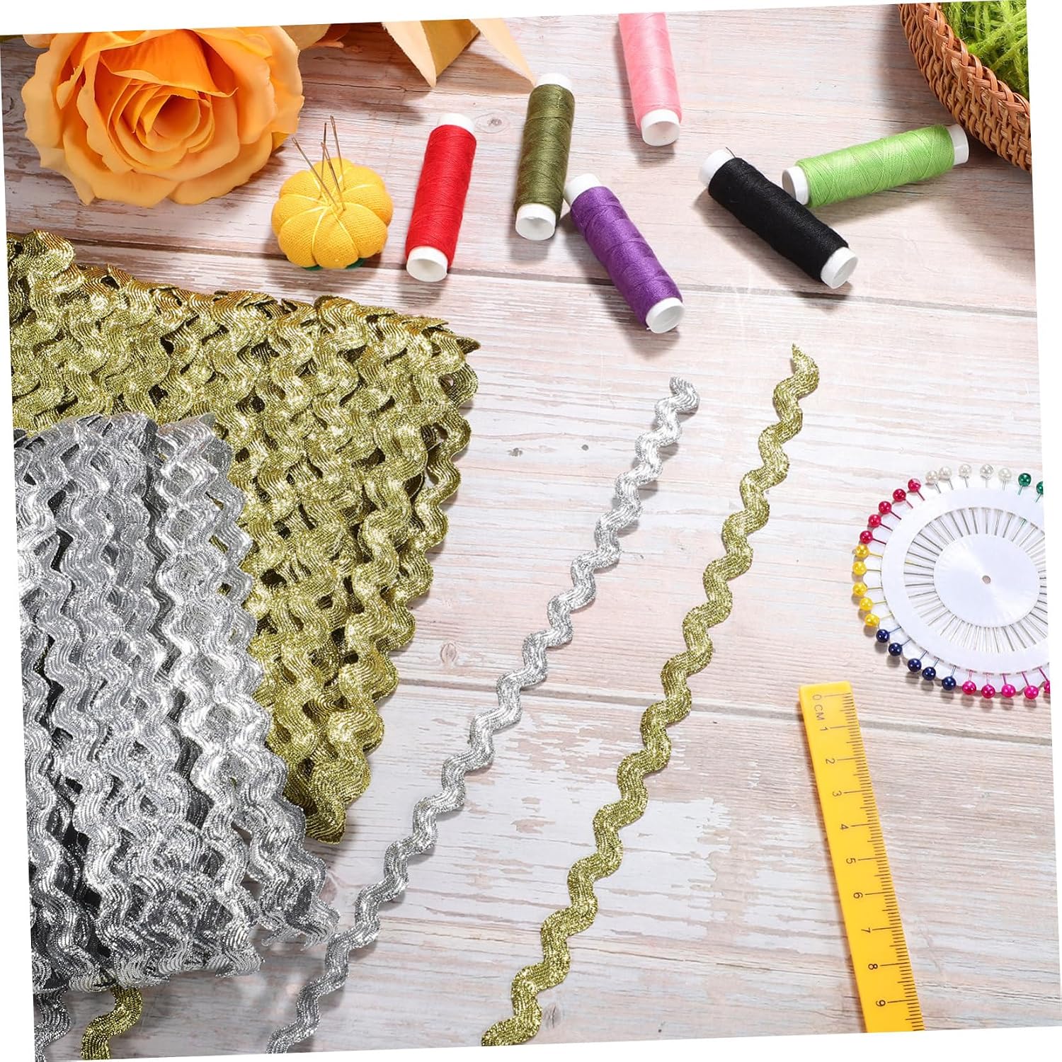 2rolls Sewing Trim Wavy Lace Braided Edge Trim for Upholstery Decorative Fringe for DIY Clothing