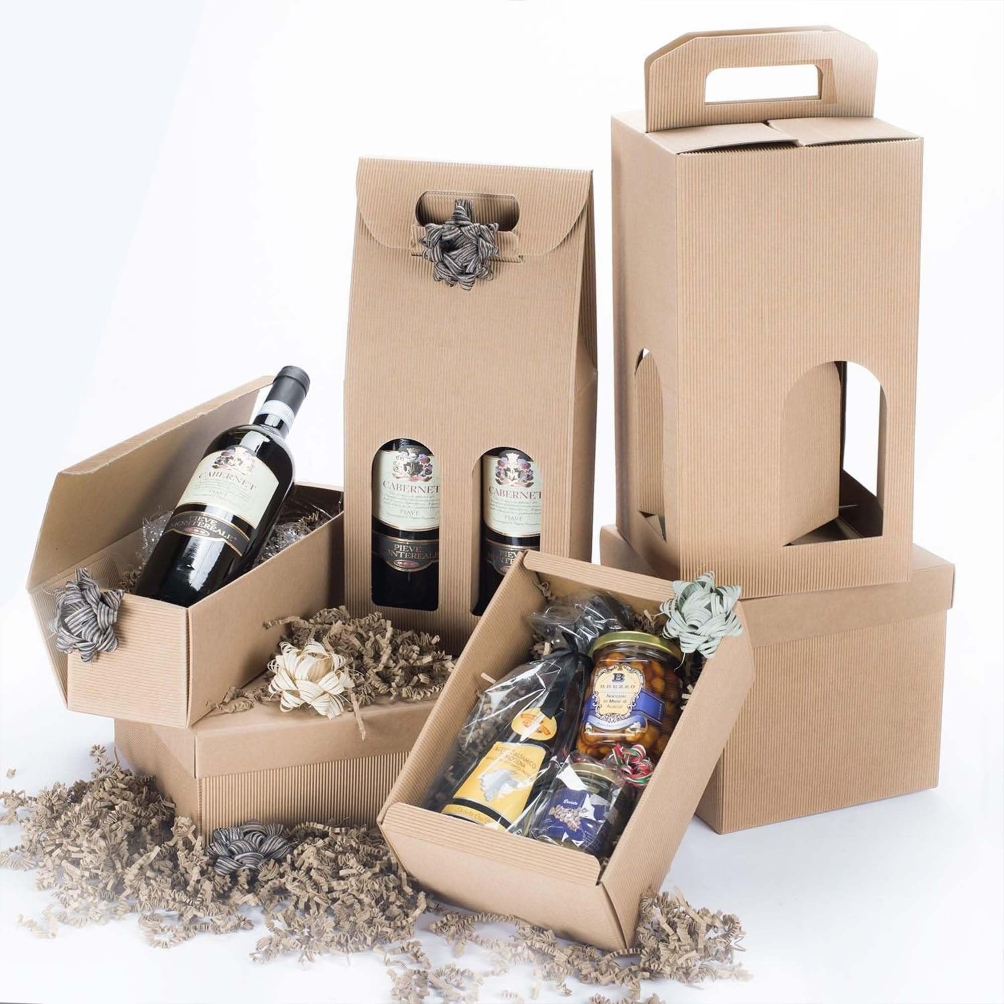 SIMPLETEK - 20X Boîte En Carton Boîte Cadeau Vente Havane Pour 2 Bouteilles Vin Huile Avec Fenêtre pour Noël Occasions (20 pièces)