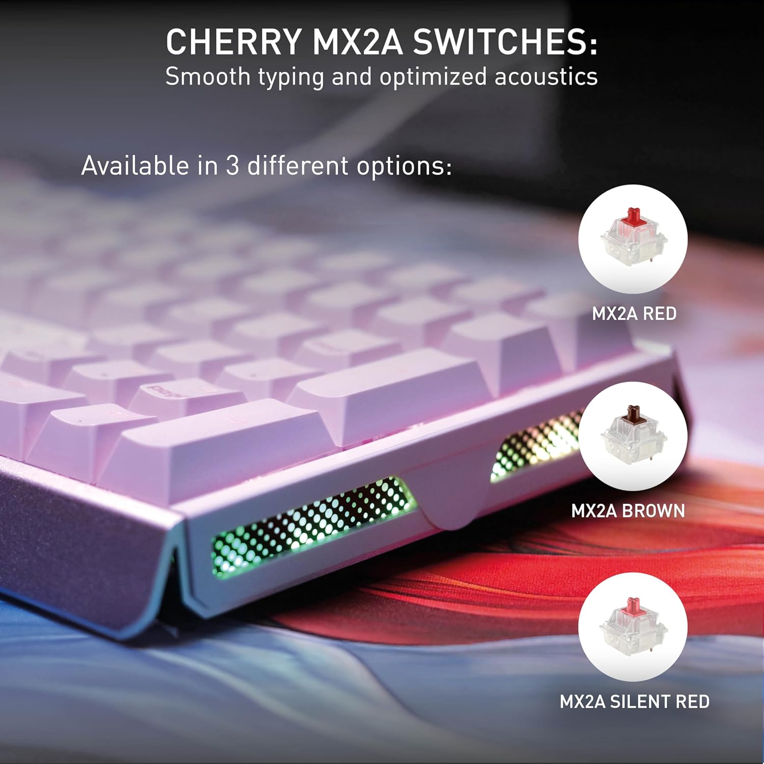 CHERRY XTRFY MX 3.1, Wired Mechanical Gaming Keyboard, Durable Aluminum Housing, RGB Lighting, Integrated Damping Mechanisms, USB-A, MX2A Brown Switches, Pink