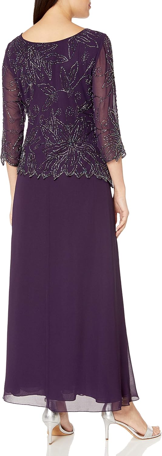 J Kara Women's Petite Floral Beaded Gown