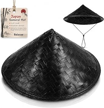 balacoo Handmade Bamboo Hat, Japan Samurai Hat for Cosplay - Black