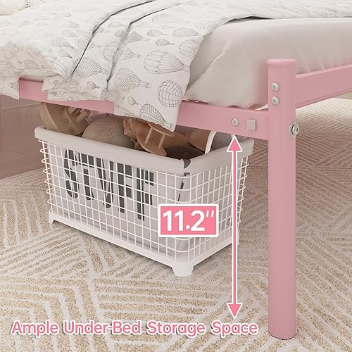 Miniatura 8 de Weehom Base de cama de tamaño matrimonial con cabecero, plataforma de metal resistente debajo de la cama, espacio de almacenamiento sin necesidad de