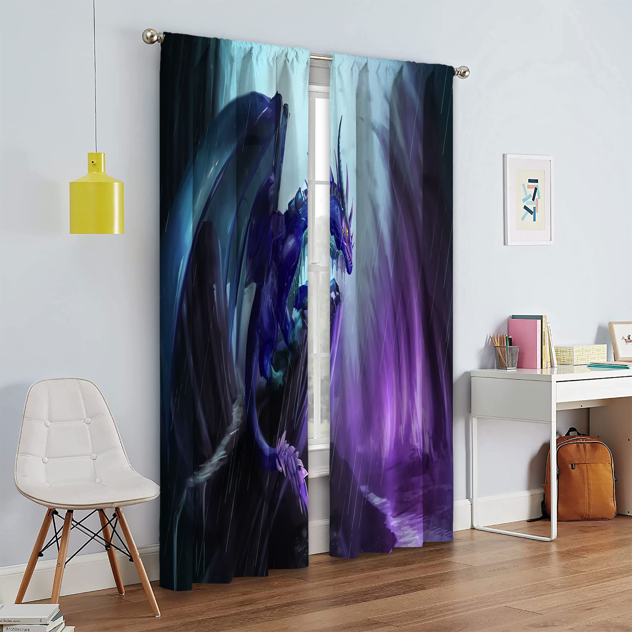 Rideaux Occultants PYMATYTN - Motif Dragon Violet, 213x160cm, Isolation Thermique Et Phonique
