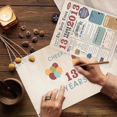 Miniatura 3 de Tarjeta de cumpleaños número 13 para niños y niñas, regalo de cumpleaños de 13 años para hija e hijo, ideas de decoración retro de cumpleaños de 13