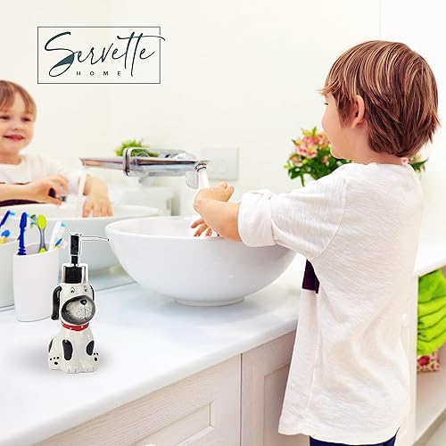 Miniatura 3 de Dispensador de jabón para perros con manchas blancas con bomba para baño o fregadero de cocina