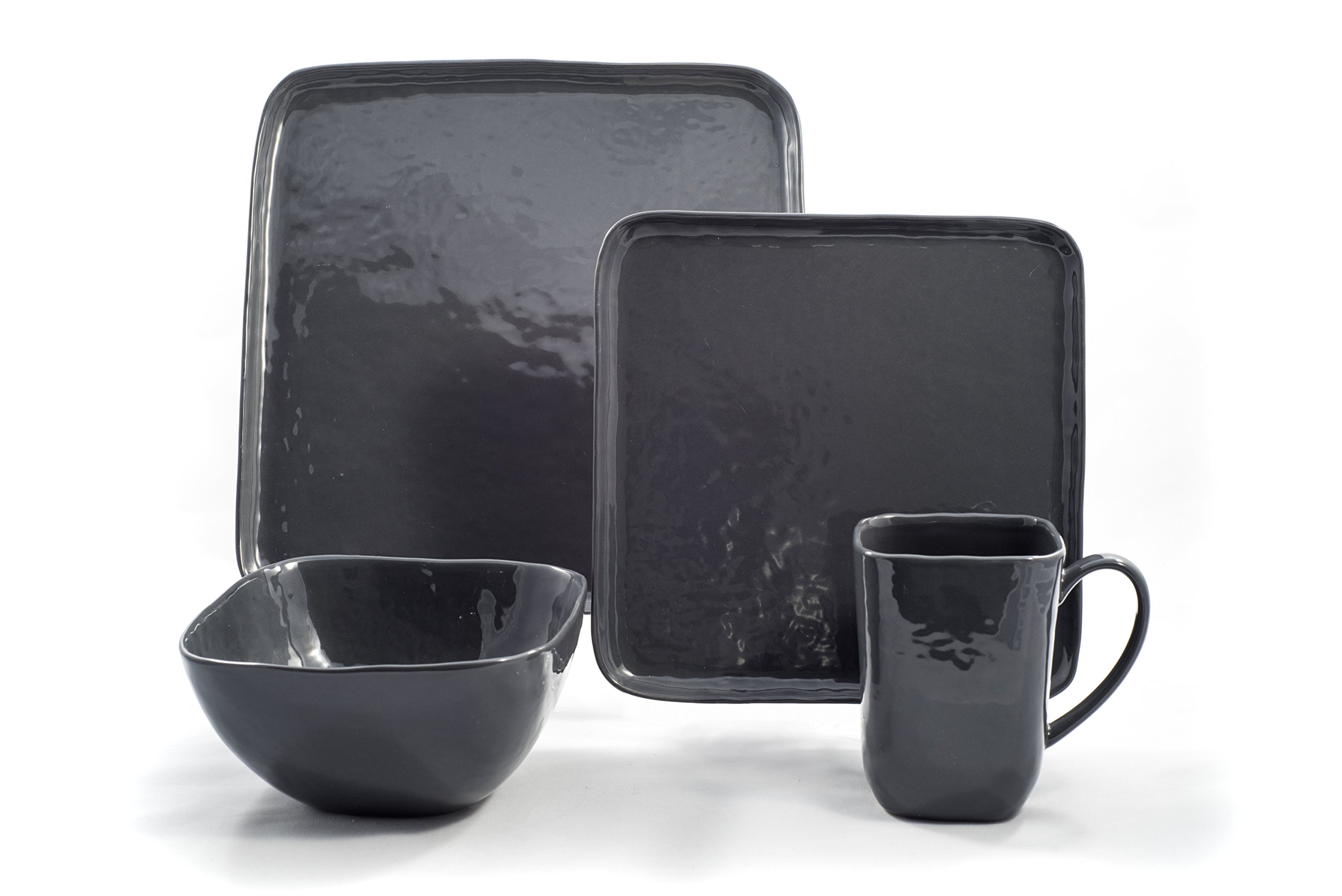 Tablescapes BT22226-16PC Bari Dinnerware Set, Stormy Grey