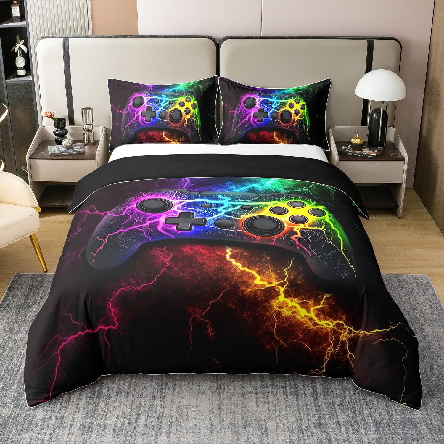 Housse de couette gamer 140x200 coton hypoallergénique et douce