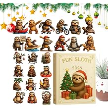 Christmas Countdown Calendar,2D Acrylic Advent Ornament,24 Days Sloth Christmas Tree Ornaments | for Animal Lovers Party Celebration Winter Wall Window