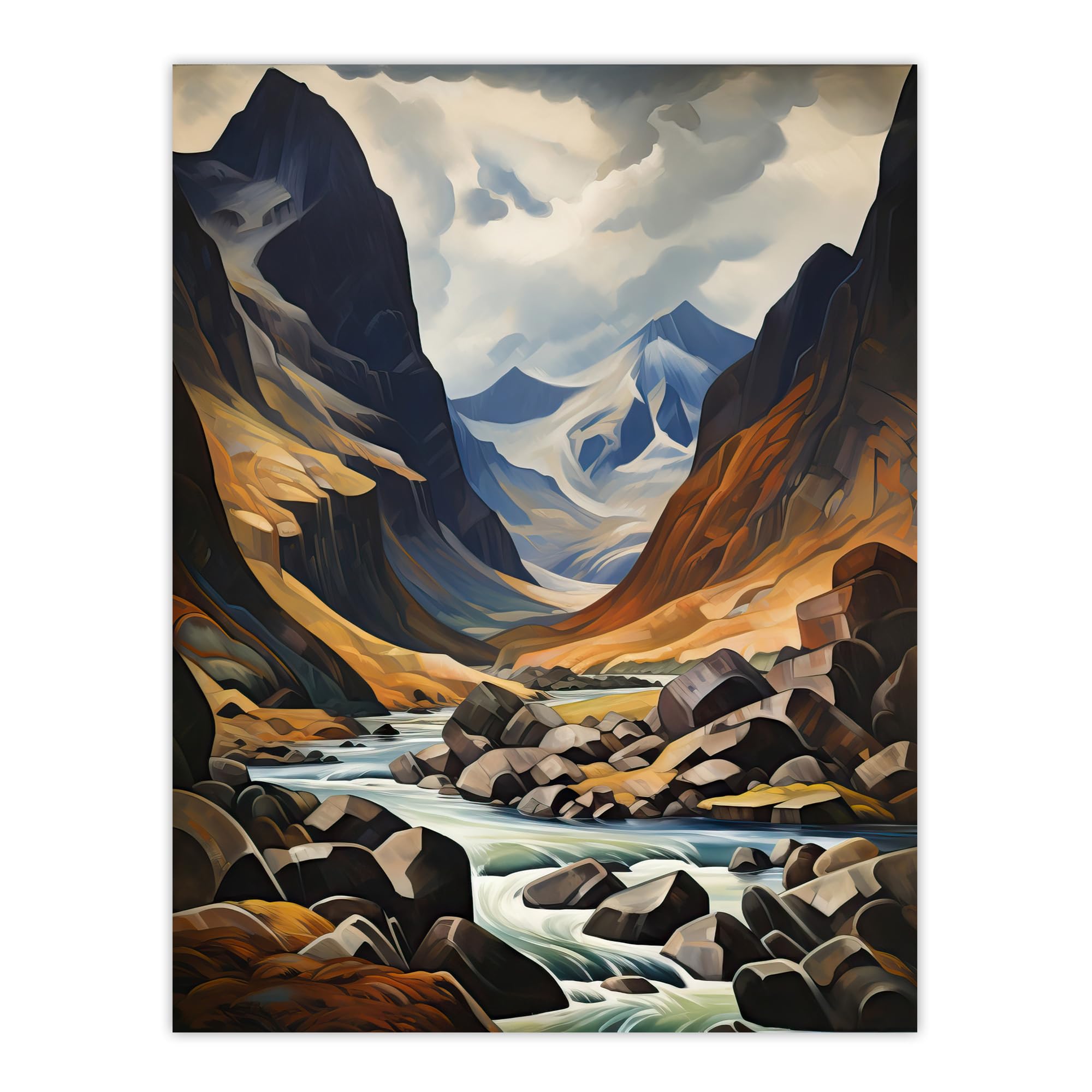 Artery8 Cairngorms National Park Oil Painting Dramatic Scottish Highlands Mountains Extra Large XL Wall Art Poster Print