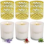 6 Pack Candles for Home Scented Aromatherapy Candles Gifts Set for Women, 3 Pack 120 Hour Long Lasting White Candles with 3 Gold Candle Holders, Mothers Day Gifts for Mom, Birthday Present