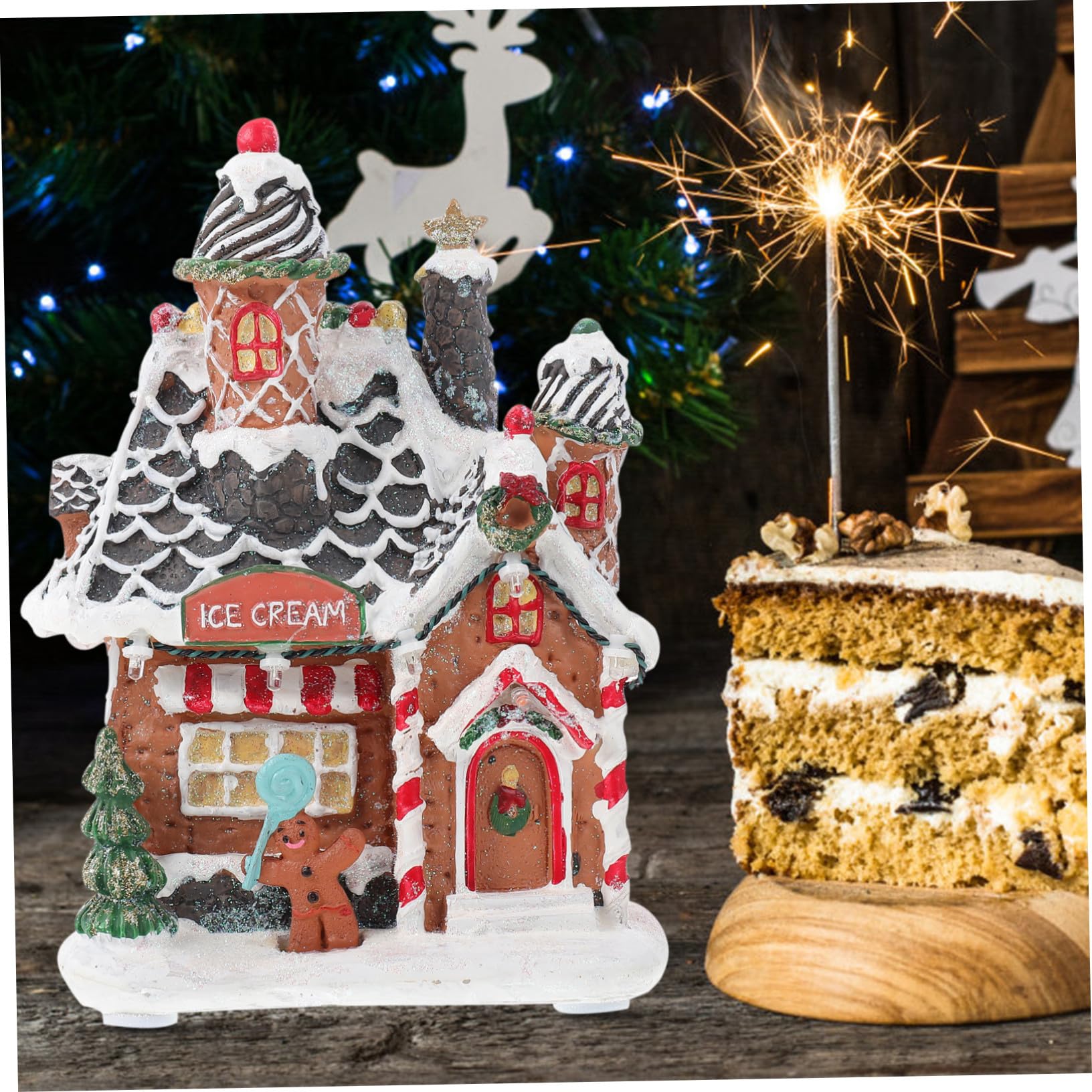 1pezzi Decorazioni Natalizie in Resina per Vetrine di Negozio e Decorazioni Luminose per Scrivania Design Caldo per Feste di Natale e Capodanno