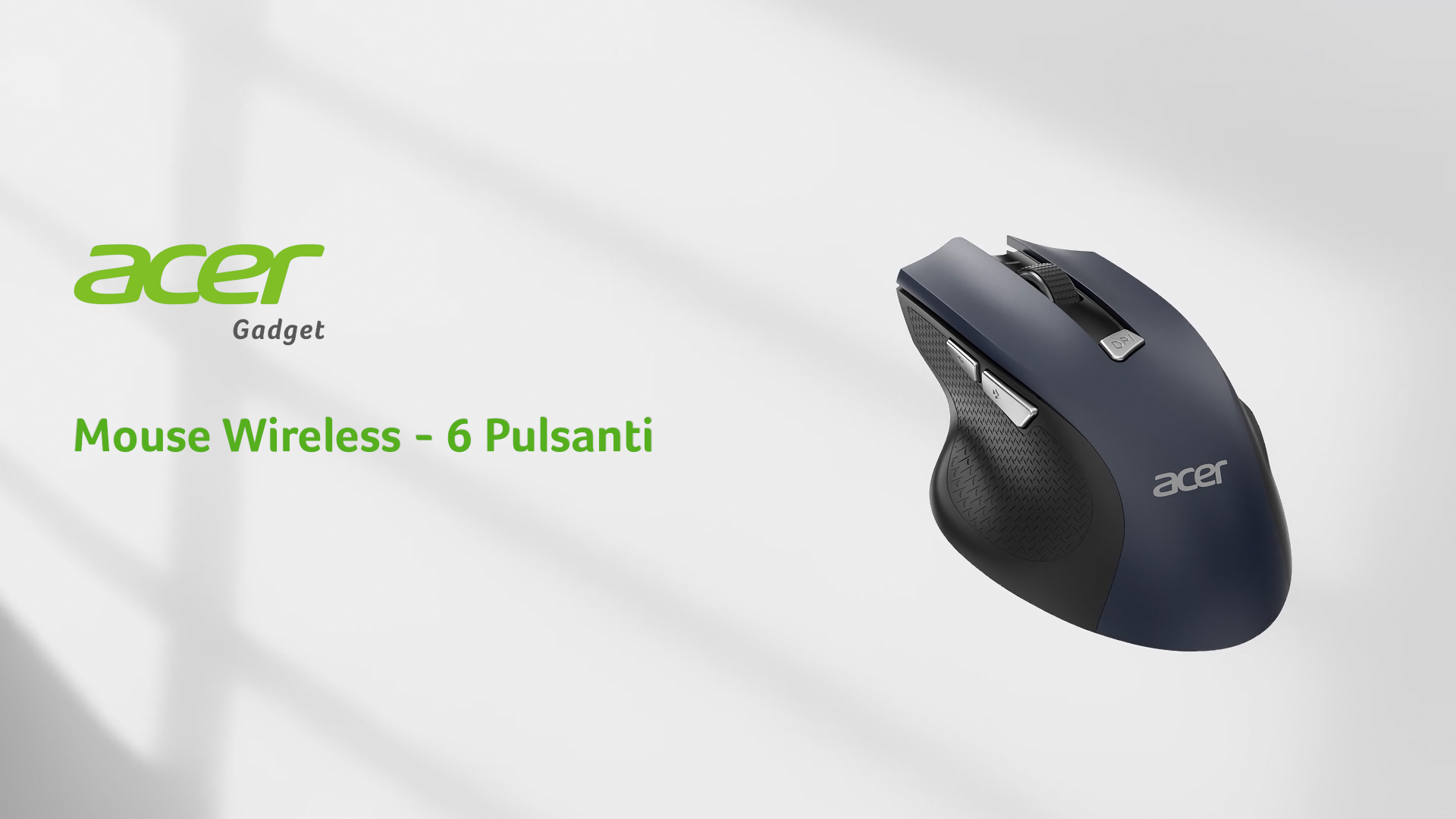 Acer Mouse Wireless Ergonomico per Computer - 1200 DPI, 2,4 GHz Ricevitore USB A, 5 Pulsanti Acer Mouse Wireless Ergonomico per Computer - 1200 DPI, 2,4 GHz Ricevitore USB A, 5 Pulsanti