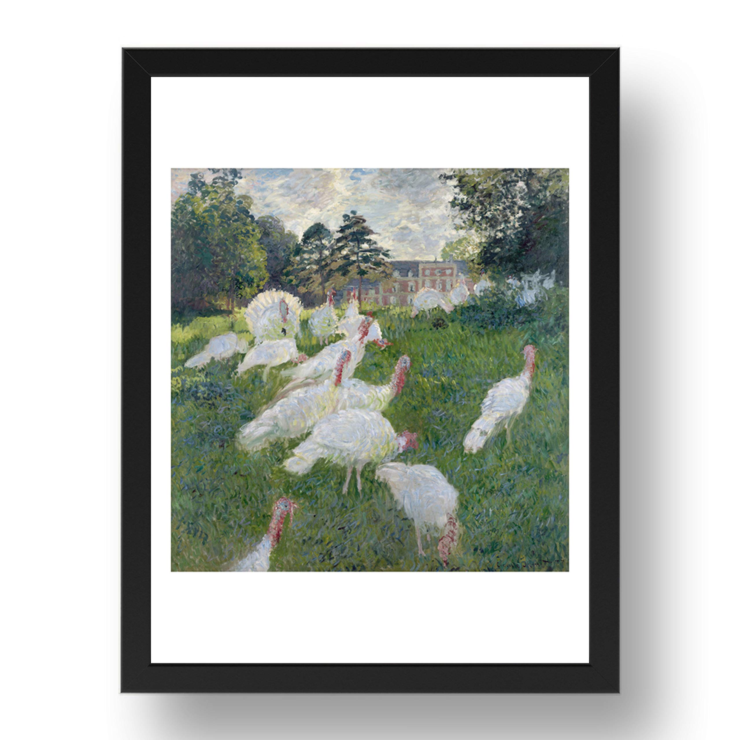 Period Prints Turkeys, 1876 by Claude Monet, vintage art, framed A3 reproduction poster print in 17x13 inch frame