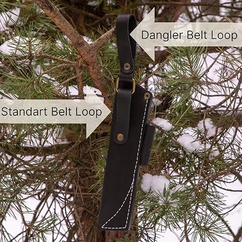 Miniatura 4 de BPS Knives - Cuchillo de cinturón marrón con acero al fuego funda de cuero para cuchillo de hoja fija con iniciador de fuego para exteriores caza