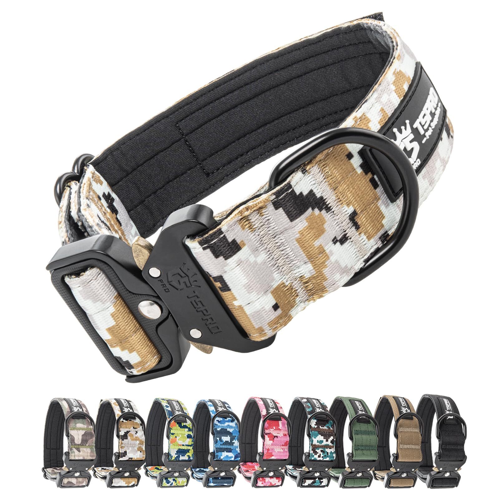 Collier tactique chien réglable grand chien boucle métal rapide nylon L