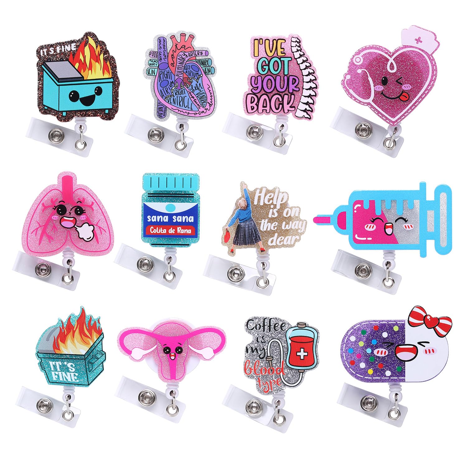 Premium 32MM Bianco Retrattile Badge Retrattile Porta Clip Per NurseID Con Clip - Foto 9