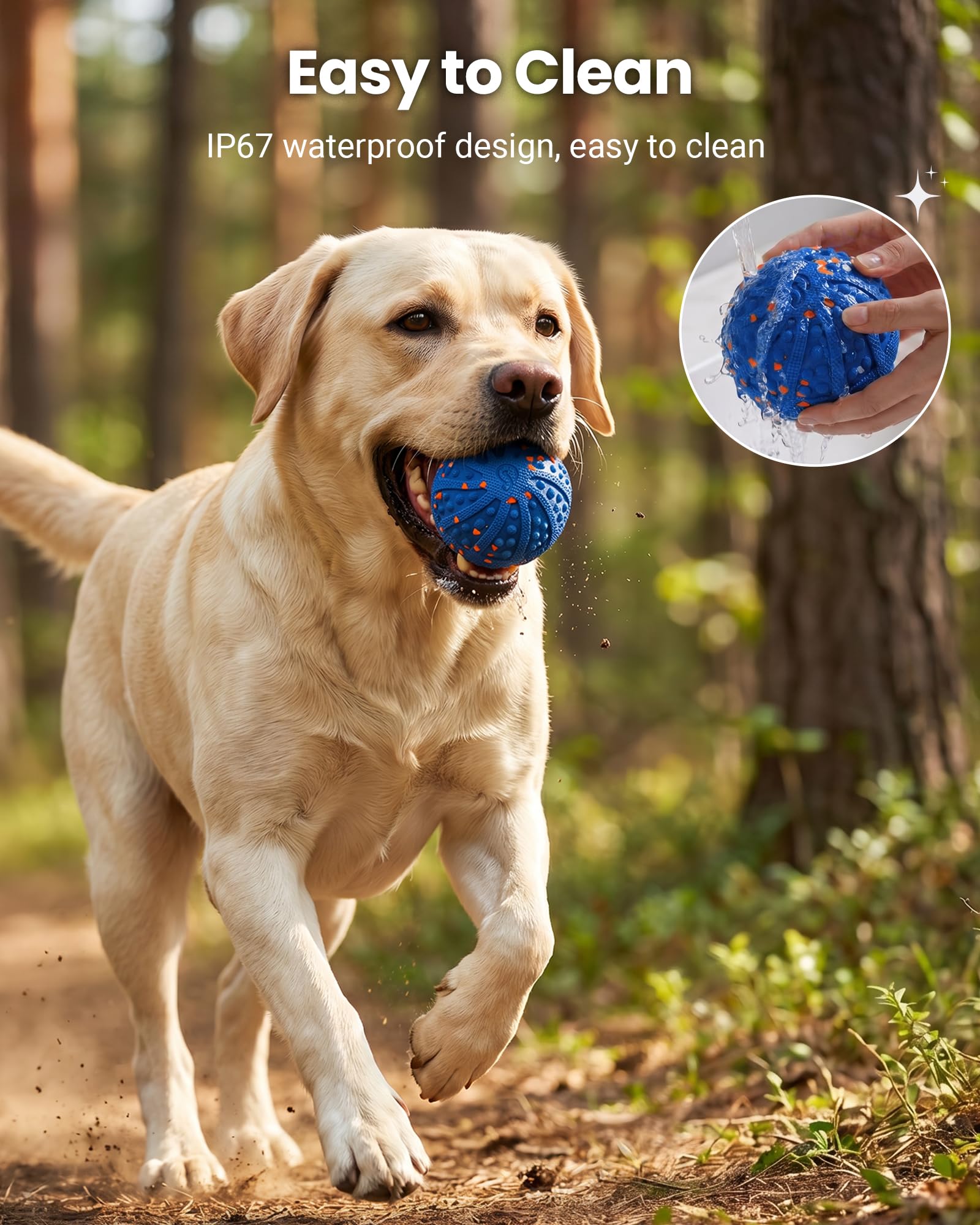 Juguetes interactivos para perros, juguete de bola rodante automática con golpes amigables con los dientes, control remoto, 3 modos de movimiento, bola recargable para perros con material ETPU, IP67